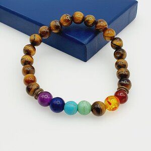 Tiger Eye & Chakra Stone Bracelet, AZFA1088